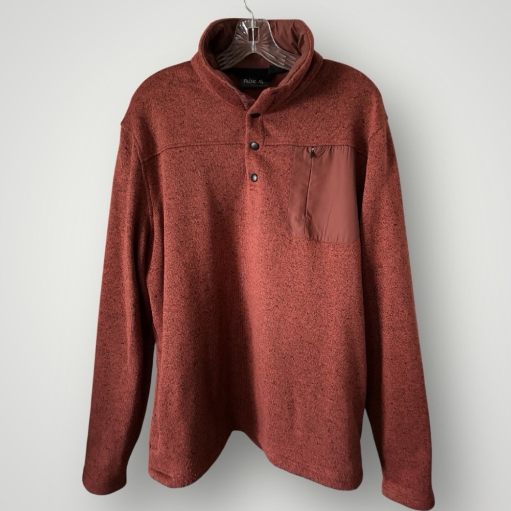 Pulse Athletics Men’s Heather Rust 1/4 Snap Pullover Shacket Shirt Size XL
